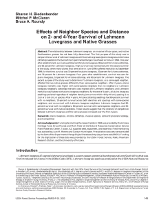 Effects of Neighbor Species and Distance Lovegrass and Native Grasses