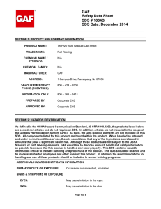 GAF Safety Data Sheet SDS # 1004B SDS Date: December 2014