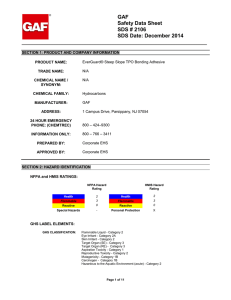 GAF Safety Data Sheet SDS # 2106 SDS Date: December 2014