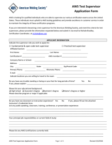 AWS Test Supervisor Application Form  ®