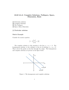 18.03 LA.3: Complete Solutions, Nullspace, Space, Dimension, Basis