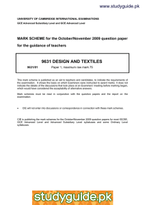 www.studyguide.pk 9631 DESIGN AND TEXTILES
