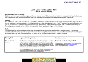 www.studyguide.pk AS/A Level Thinking Skills 9694 Unit 3: Problem Solving