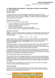 www.studyguide.pk 14. Experiments with enzymes – planning an enzyme concentration Student Sheet