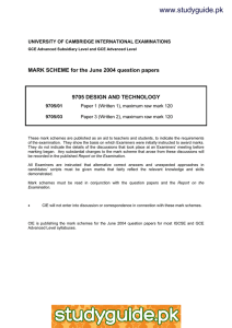 www.studyguide.pk MARK SCHEME for the June 2004 question papers