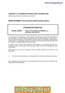 www.studyguide.pk  MARK SCHEME for the November 2004 question papers 9709/0390 MATHEMATICS