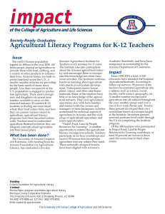 impact Agricultural Literacy Programs for K-12 Teachers Society-Ready Graduates