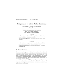 Uniqueness of Initial Value Problems Unicidad del Problema de Valor Inicial