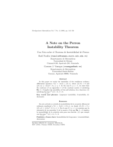 A Note on the Perron Instability Theorem Ra´