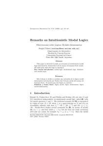 Remarks on Intuitionistic Modal Logics Observaciones sobre L´ogicas Modales Intuicionistas