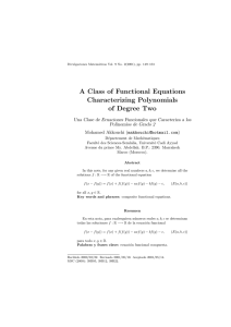 A Class of Functional Equations Characterizing Polynomials of Degree Two