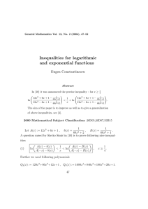 Inequalities for logarithmic and exponential functions Eugen Constantinescu