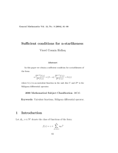 Sufficient conditions for n-starlikeness Viorel Cosmin Holho¸s