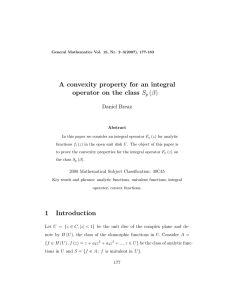 A convexity property for an integral S β Daniel Breaz