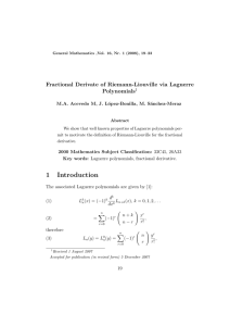 Fractional Derivate of Riemann-Liouville via Laguerre Polynomials M.A. Acevedo M, J. L´