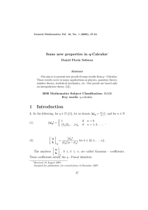 Some new properties in q-Calculus Daniel Florin Sofonea
