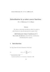 Subordination by p-valent convex functions 1 Introduction H. A. Alkharsani, S. S. Alhajry