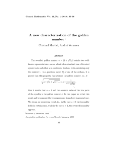 A new characterization of the golden number Cristinel Mortici, Andrei Vernescu
