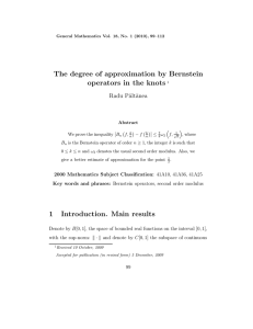The degree of approximation by Bernstein operators in the knots Radu P˘ alt˘