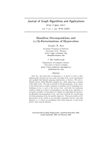Journal of Graph Algorithms and Applications Hamilton Decompositions and ( n