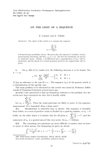 15 ON THE LIMIT OF A SEQUENCE (1999), 35{40