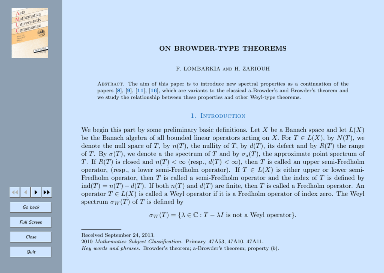 ON BROWDER-TYPE THEOREMS