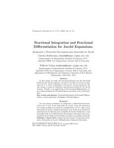 Fractional Integration and Fractional Differentiation for Jacobi Expansions. Cristina Balderrama ()