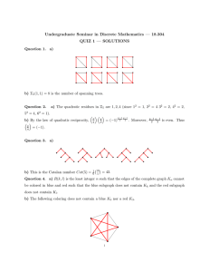 Undergraduate Seminar in Discrete Mathematics — 18.304 QUIZ 1 — SOLUTIONS