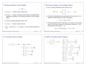 The Gauss-Markov Linear Model The Column Space of the Design Matrix y