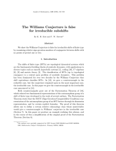 The Williams Conjecture is false for irreducible subshifts