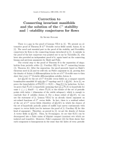Correction to Connecting invariant manifolds and the solution of the stability