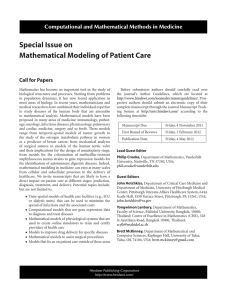 Special Issue on Mathematical Modeling of Patient Care Call for Papers