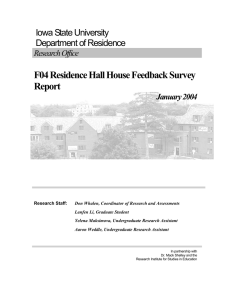 F04 Residence Hall House Feedback Survey Report Iowa State University