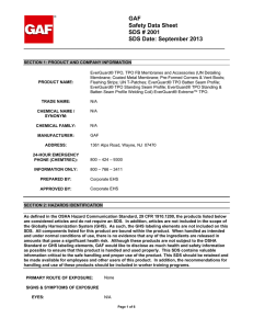 GAF Safety Data Sheet SDS # 2001 SDS Date: September 2013