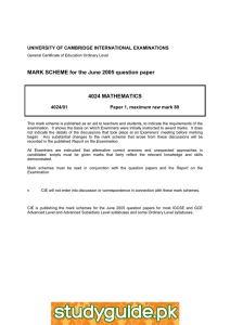 MARK SCHEME for the June 2005 question paper 4024 MATHEMATICS