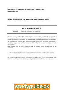 4024 MATHEMATICS  MARK SCHEME for the May/June 2008 question paper
