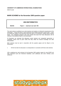 MARK SCHEME for the November 2005 question paper  4024 MATHEMATICS