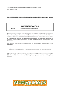 4037 MATHEMATICS  MARK SCHEME for the October/November 2008 question paper