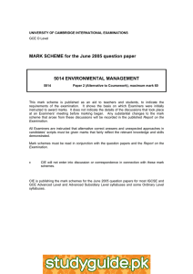 MARK SCHEME for the June 2005 question paper  5014 ENVIRONMENTAL MANAGEMENT