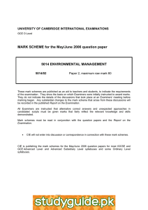 MARK SCHEME for the May/June 2006 question paper  5014 ENVIRONMENTAL MANAGEMENT