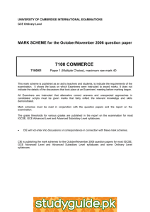 7100 COMMERCE  MARK SCHEME for the October/November 2006 question paper