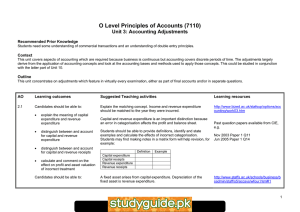 O Level Principles of Accounts (7110) Unit 3: Accounting Adjustments