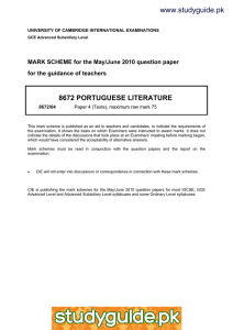 www.studyguide.pk 8672 PORTUGUESE LITERATURE