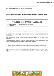www.studyguide.pk 9719, 8685, 8665 SPANISH LANGUAGE