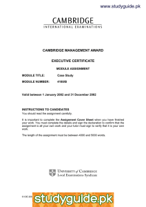www.studyguide.pk CAMBRIDGE MANAGEMENT AWARD EXECUTIVE CERTIFICATE