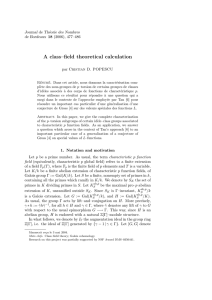 A class–field theoretical calculation Journal de Th´ eorie des Nombres