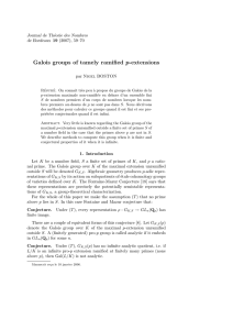 Galois groups of tamely ramified p-extensions Journal de Th´ eorie des Nombres