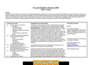 O Level English Literature 2010 Unit 3: Poetry