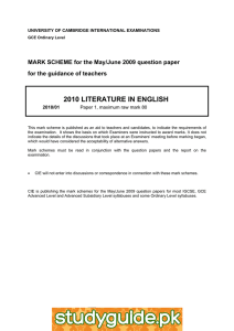 2010 LITERATURE IN ENGLISH  for the guidance of teachers