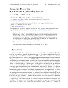Symmetry Properties of Autonomous Integrating Factors